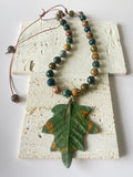 Polymer Clay Green Leaf Necklace
