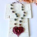 Autumn Love PolyClay Heart Necklace