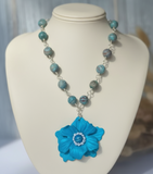 Peacock Bloom Polymer Clay Necklace