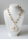 Opal Bloom Polymer Clay Flower Necklace