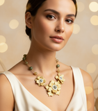 Statement Bloom Gold Polymer Clay Necklace