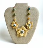 Statement Bloom Gold Polymer Clay Necklace