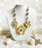 Statement Bloom Gold Polymer Clay Necklace