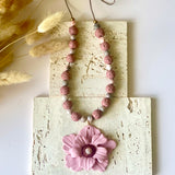 Rosy Bloom Polymer, Clay Flower Necklace