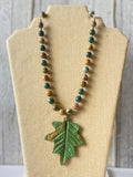 Polymer Clay Green Leaf Necklace