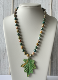 Polymer Clay Green Leaf Necklace