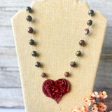 Autumn Love PolyClay Heart Necklace