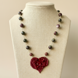 Autumn Love PolyClay Heart Necklace