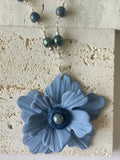 Iris Bloom Polymer Clay Necklace