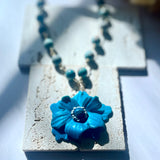 Peacock Bloom Polymer Clay Necklace