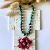Garnet Bloom Polymer Clay Necklace
