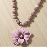 Rosy Bloom Polymer, Clay Flower Necklace