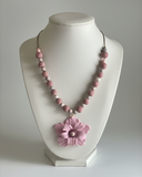 Rosy Bloom Polymer, Clay Flower Necklace